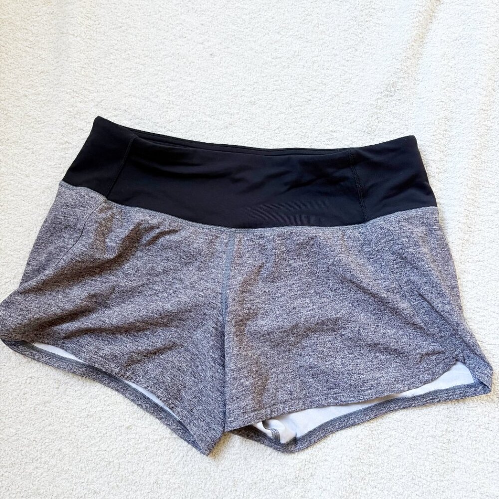Lululemon Run Times Shorts Size 4 Black and Gray Athletic Running Gym